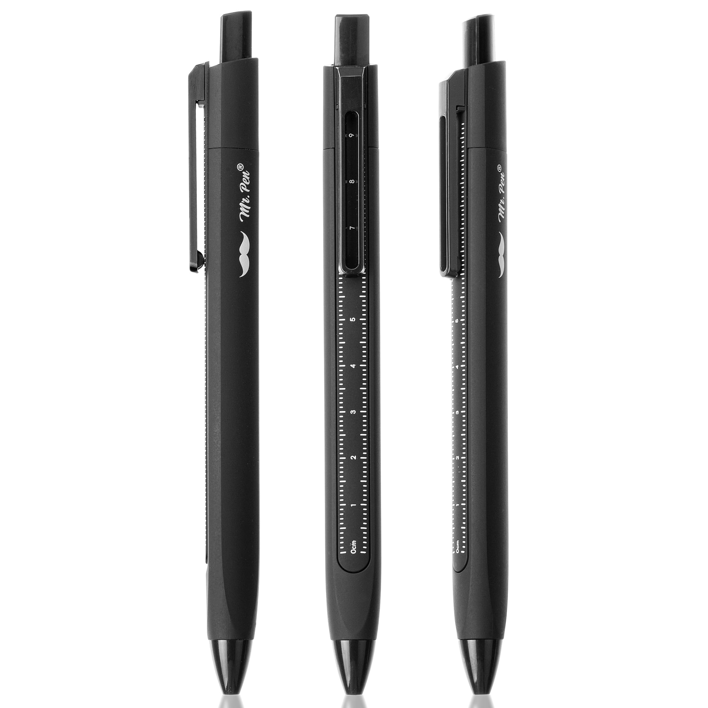 Mr. Pen- Retractable Gel Pens With Ruler, 3 Pack, Black Ink Gel Pens, Gel Pens Fine Point 0.5Mm, Retractable Pens, Gel Ink Pens,