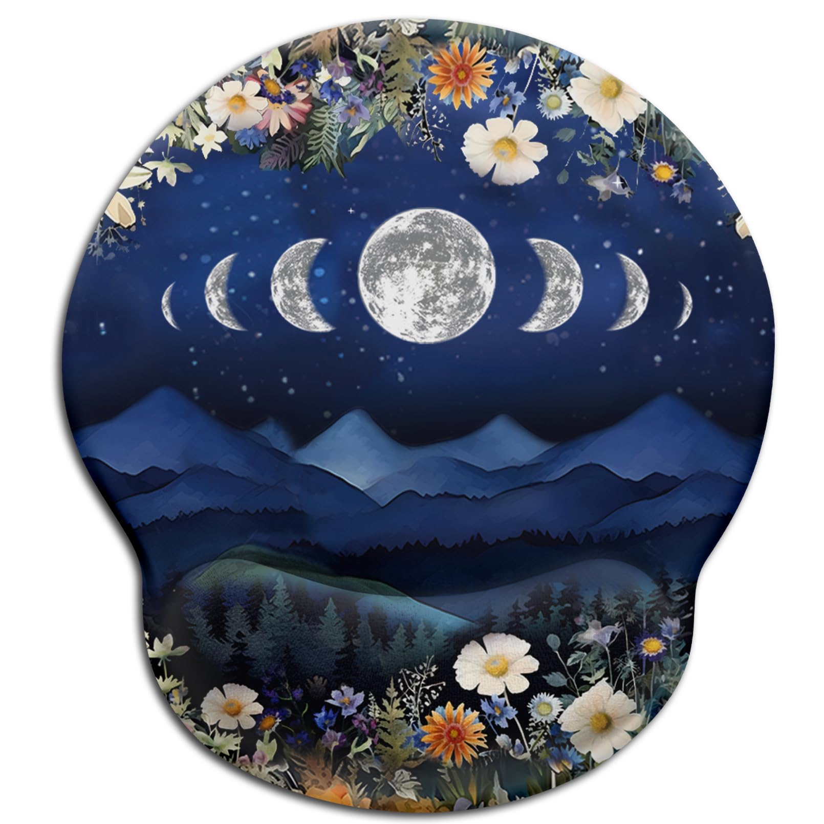 Limkrian Ergonomic Mouse Pad With Wrist Rest, Moon Mountain Mouse Pad Gaming Mousepad With Non-Slip Pain Relief Pu Base, Funny W