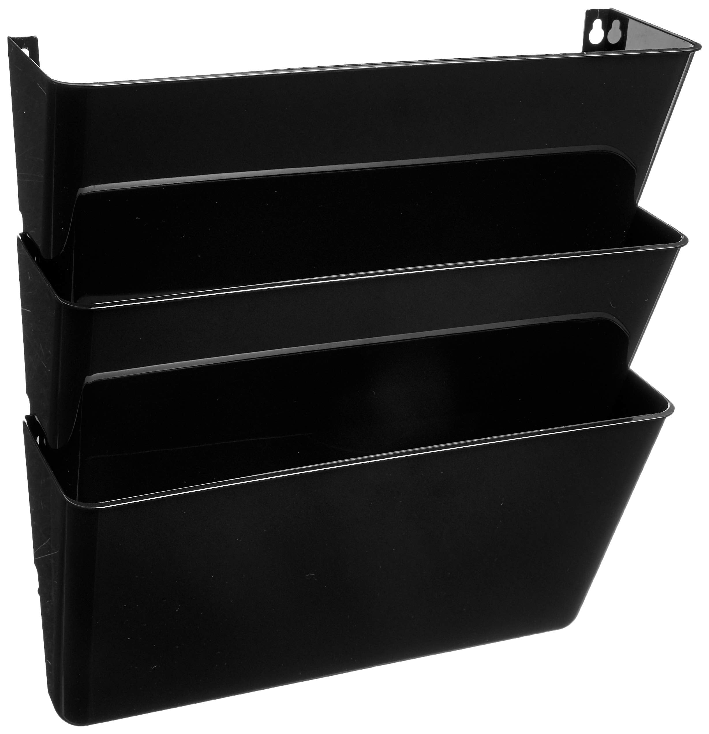 Officemate Wall File, Letter Size With Hanger Set, Black, Comes In 3 Pack (21445)