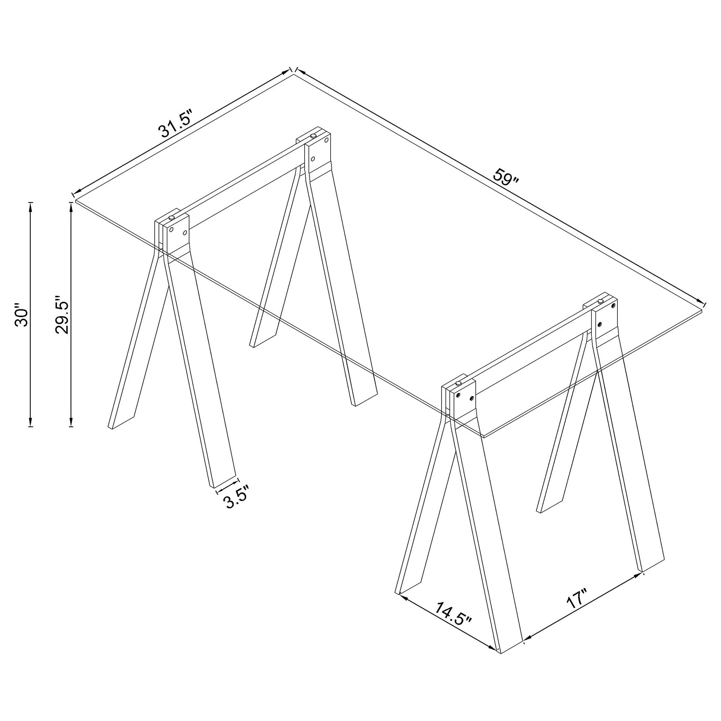 Coaster Home Furnishings Amaturo Acrylic Writing Desk with Glass Top Clear