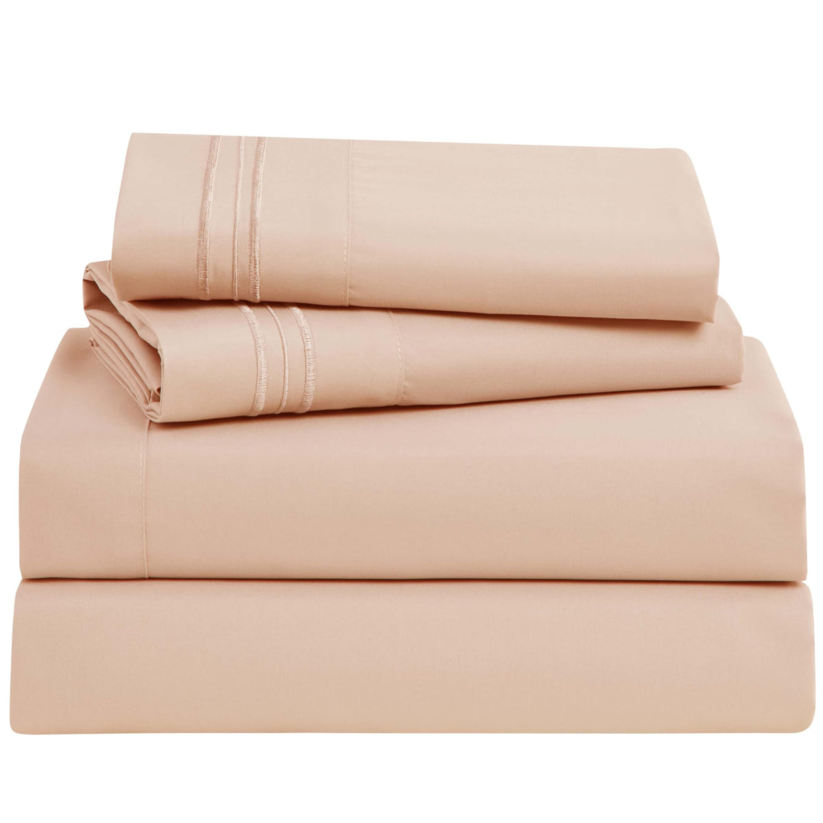 Clara Clark Bed Sheets, Premier 1800 Series 4 Piece Bed Sheet Set, Deep Pocket, Wrinkle, Fade, Stain Resistant, Luxury Soft Bedding Sheets & Pillowcases, Twin, Peach