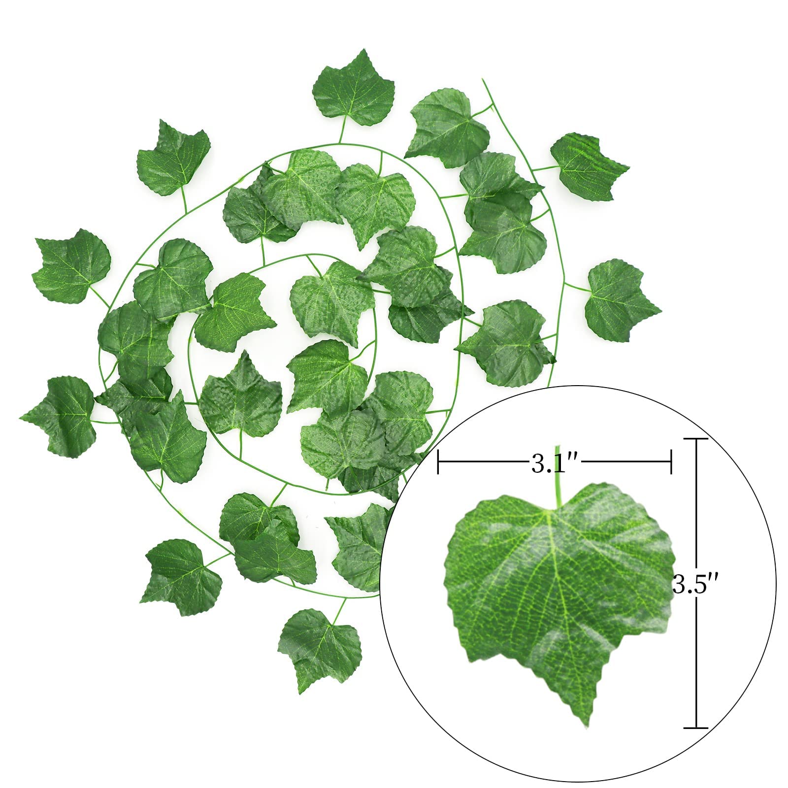 Hecaty 12 Strands 90 Ft Artificial Fake Grape Vines With 3 Strings Grapes, Hanging Plant Large Leaves Garland For Wedding Party