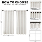 Meetbily Ivory Kitchen Curtains 45 Inch Length 2 Panels Rod Pocket Back Tab Light Filtering Semi Sheer Cafe Curtains Tiers Short