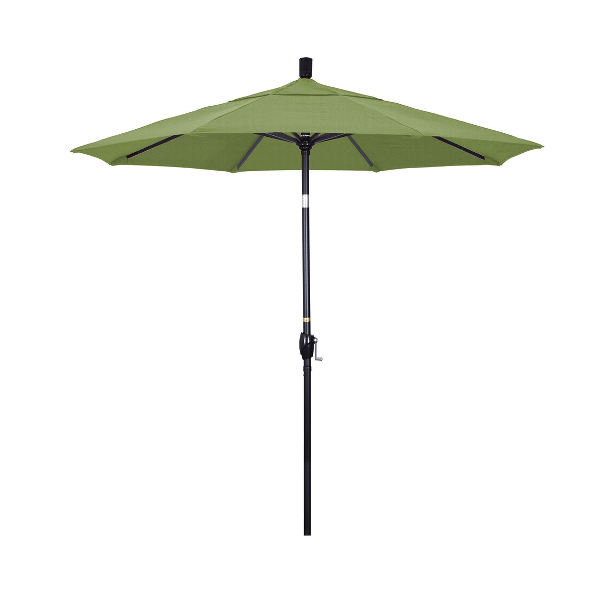 California Umbrella 7.5' Round Aluminum Market Umbrella, Crank Lift, Push Button Tilt, Black Pole, Sunbrella Spectrum Cilantro