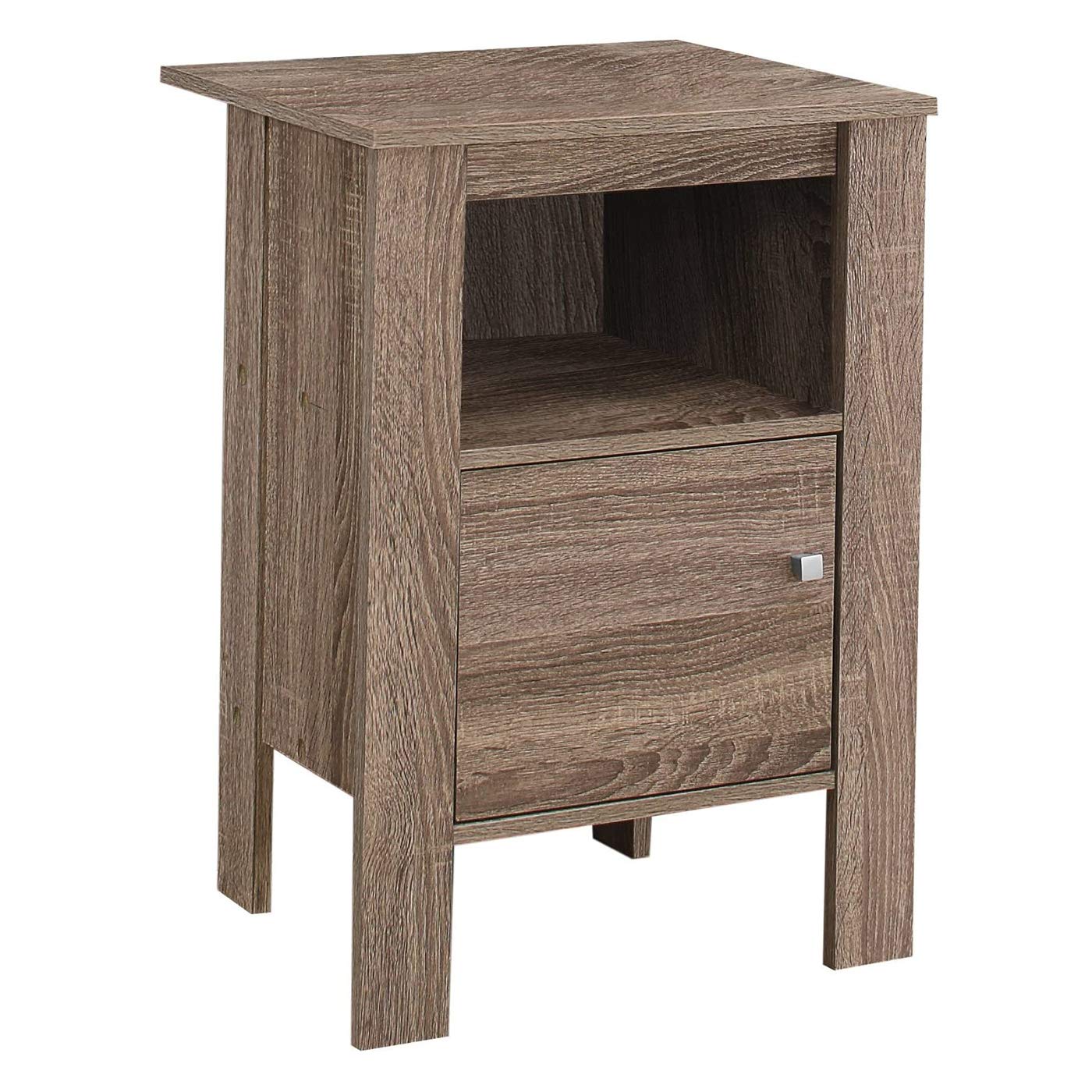Monarch Specialties Accent Table-Dark Taupe Night Stand With Storage, 17.25&quot; L X 14&quot; D X 24.25&quot; H