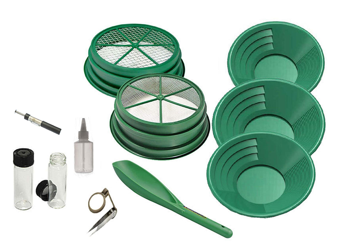 11 Pc Prospecting-Mining-Panning Kit- 2- Classifiers 3 Gold Pans,+ More!!