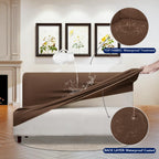 Purefit 100% Dual Waterproof Futon Cover, Waterproof Couch Cover For Futon - Stretch Non Slip Fleece Sofa Covers Washable, Leakproof Furniture Protector For Kids, Pets, Dog (Futon, Brown)