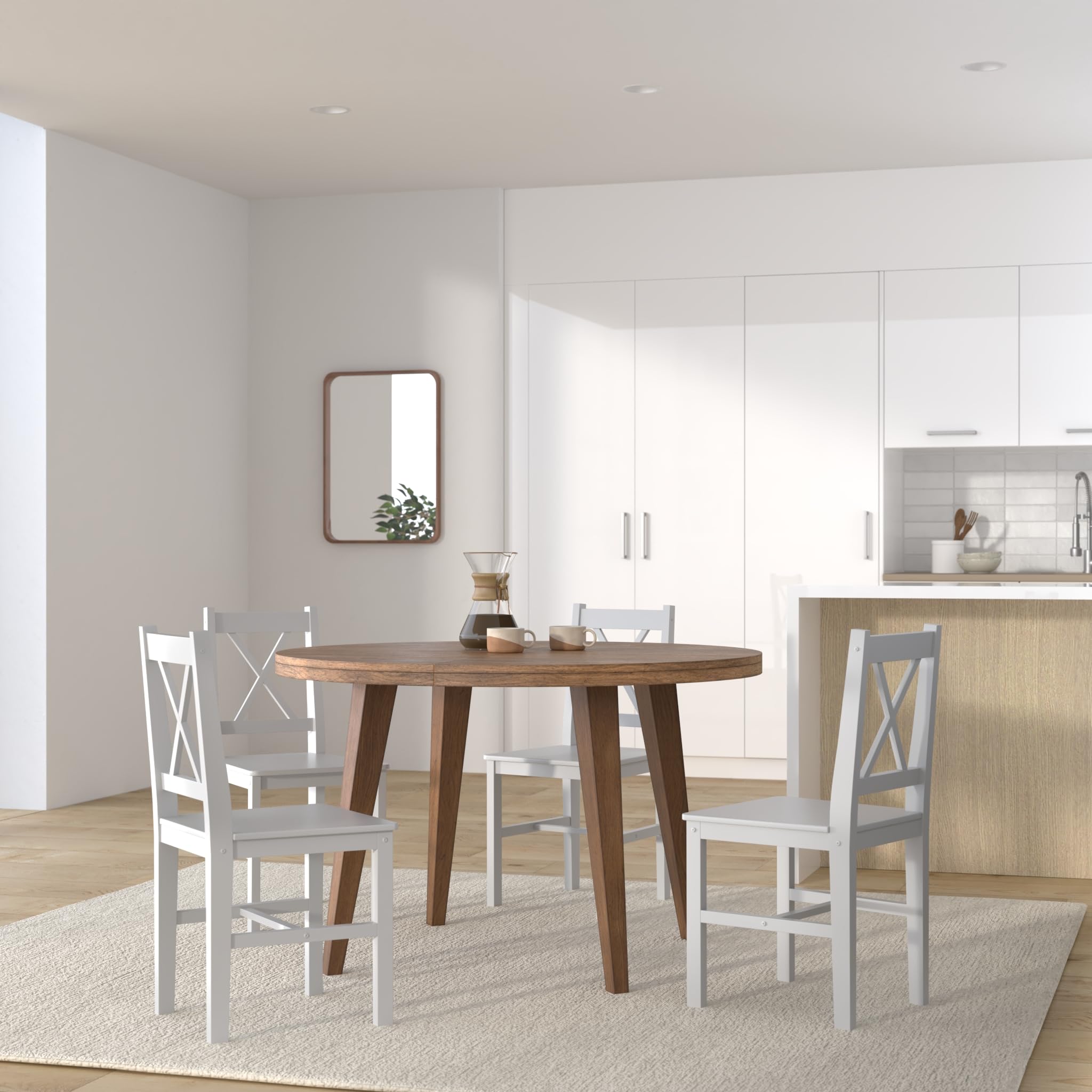 vidaXL 6X Dining Chair Solid Pinewood White Kitchen Dinner Dining Room Seats