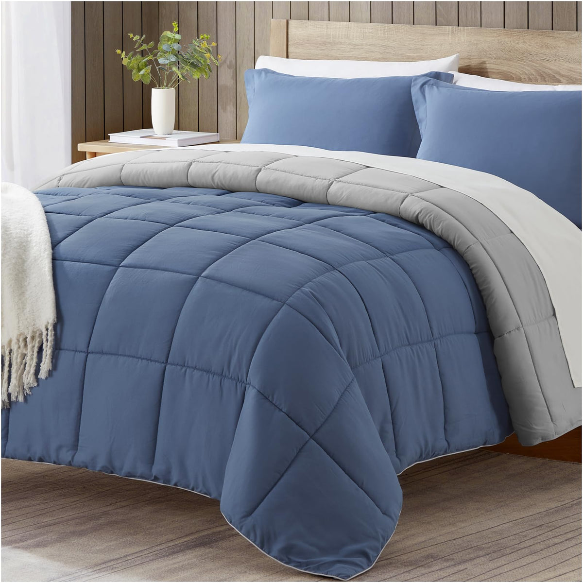 Satisomnia King Comforter Set Blue, Lightweight Comforters King Size Bed, Soft Breathable Down Alternative Bed Comforter Set, Re