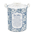 Qskjre Blue Christian Chinoiserie Floral Laundry Basket, Floral Bathroom Decor, Bible Verse Religious Laundry Hamper Waterproof 