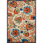 Nourison Aloha Indoor/Outdoor Blue/Grey 4' X Round Area -Rug, Easy -Cleaning, Non Shedding, Bed Room, Living Room, Dining Room, Deck, Backyard, Patio (4 Round)