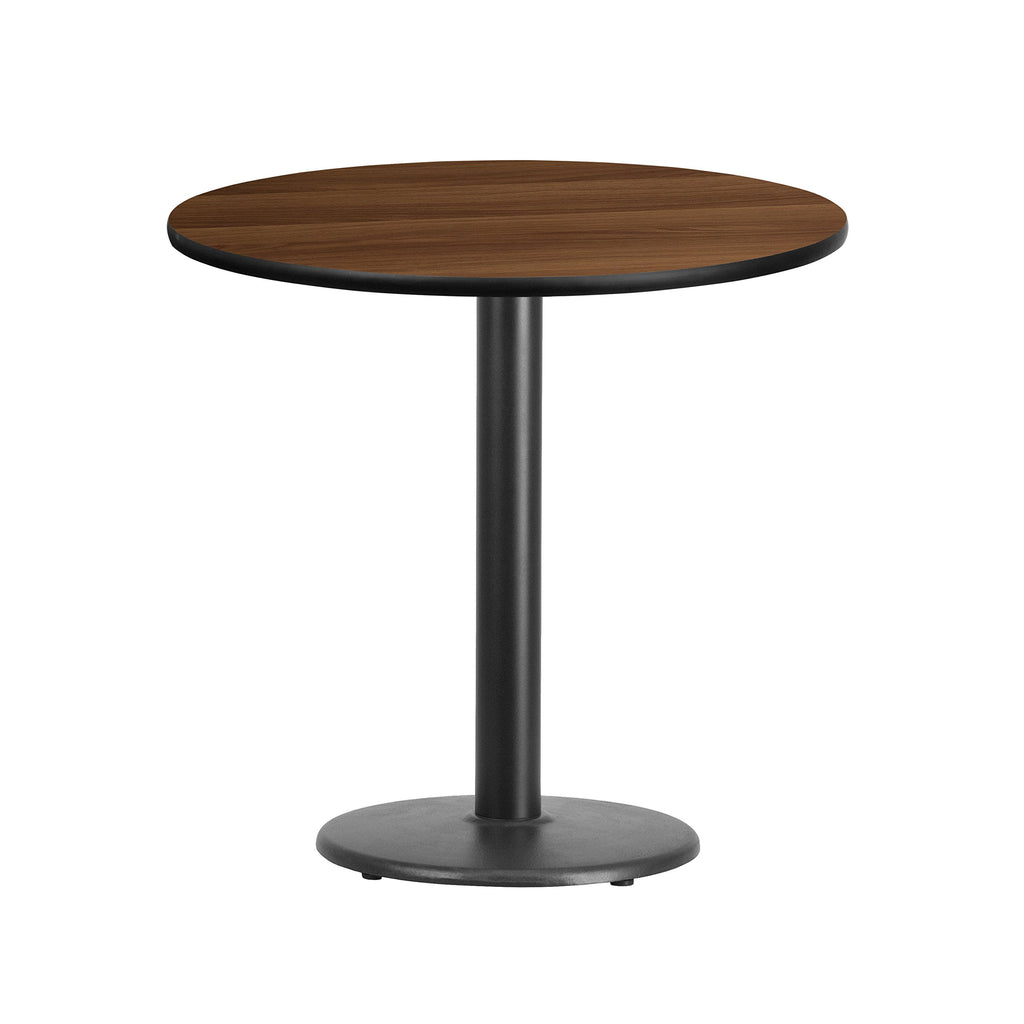 Flash Furniture 30'' Round Walnut Laminate Table Top with 18'' Round Table Height Base