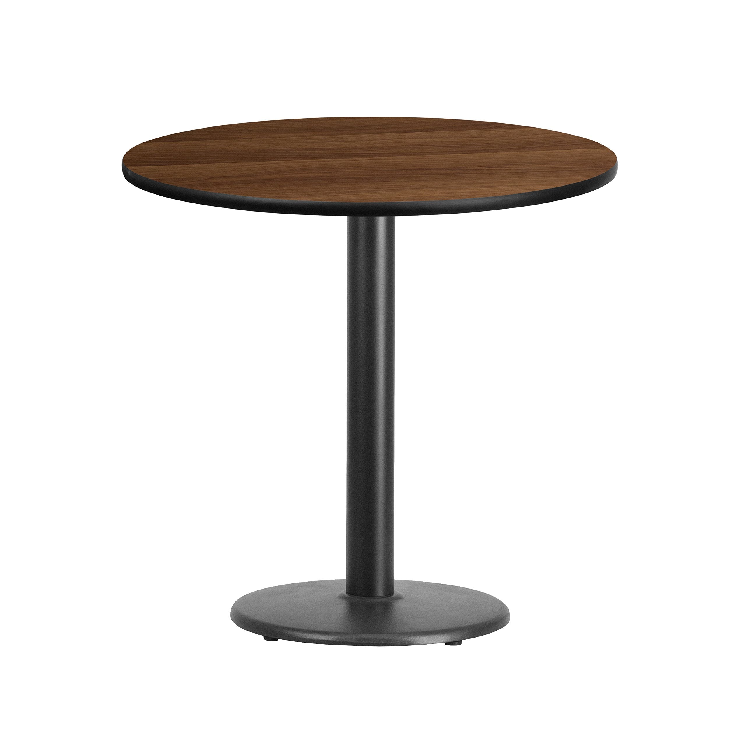 Flash Furniture 30'' Round Walnut Laminate Table Top with 18'' Round Table Height Base