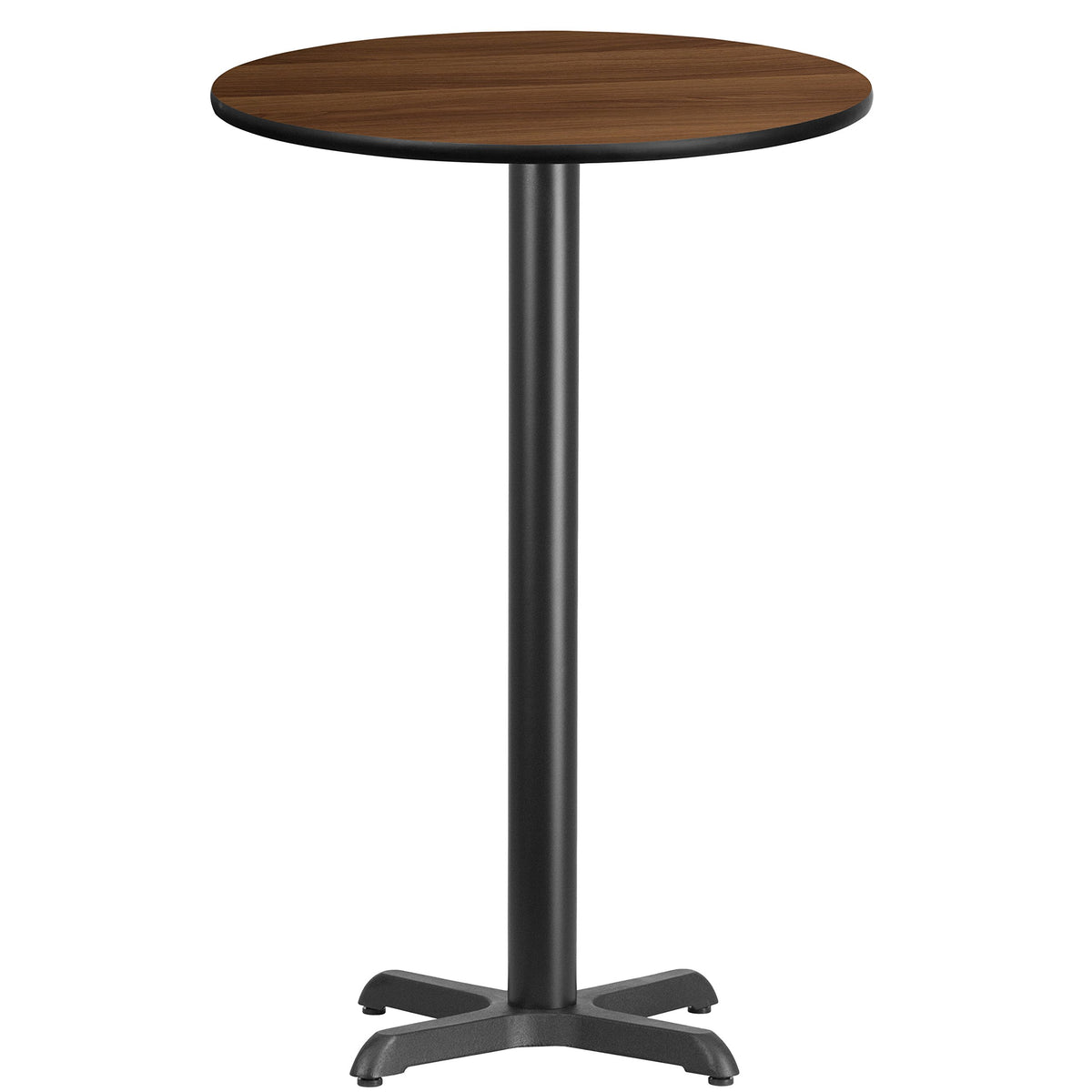 Flash Furniture Stiles 24'' Round Walnut Laminate Table Top with 22'' x 22'' Bar Height Table Base