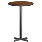 Flash Furniture Stiles 24'' Round Walnut Laminate Table Top with 22'' x 22'' Bar Height Table Base