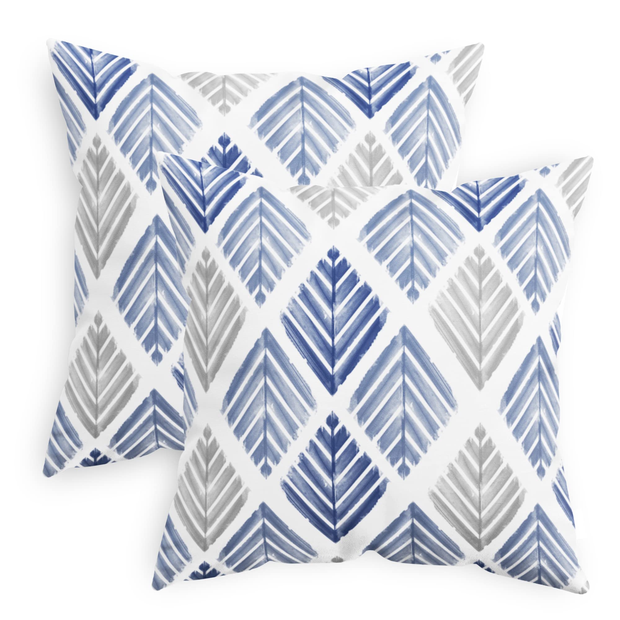 Calitime Throw Pillow Cases Pack Of 2 Cozy Fleece Two-Tone Geometric Tree Leaves Decorative Cushion Covers For Couch Bed Sofa Fa