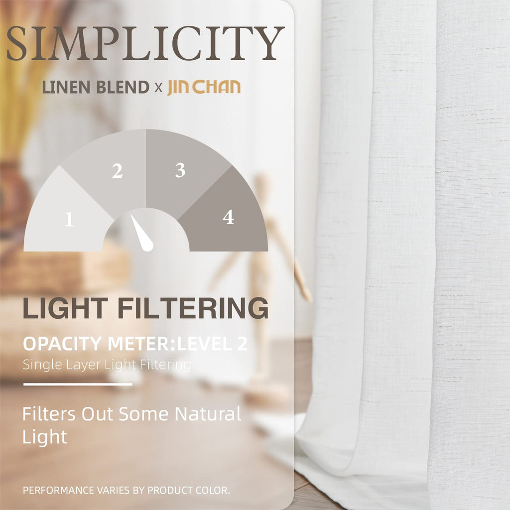 Jinchan Linen White Curtains 72 Inches Long For Living Room Farmhouse Rod Pocket Back Tab Light Filtering Window Drapes For Bedroom 50X72 Off White 2 Panels