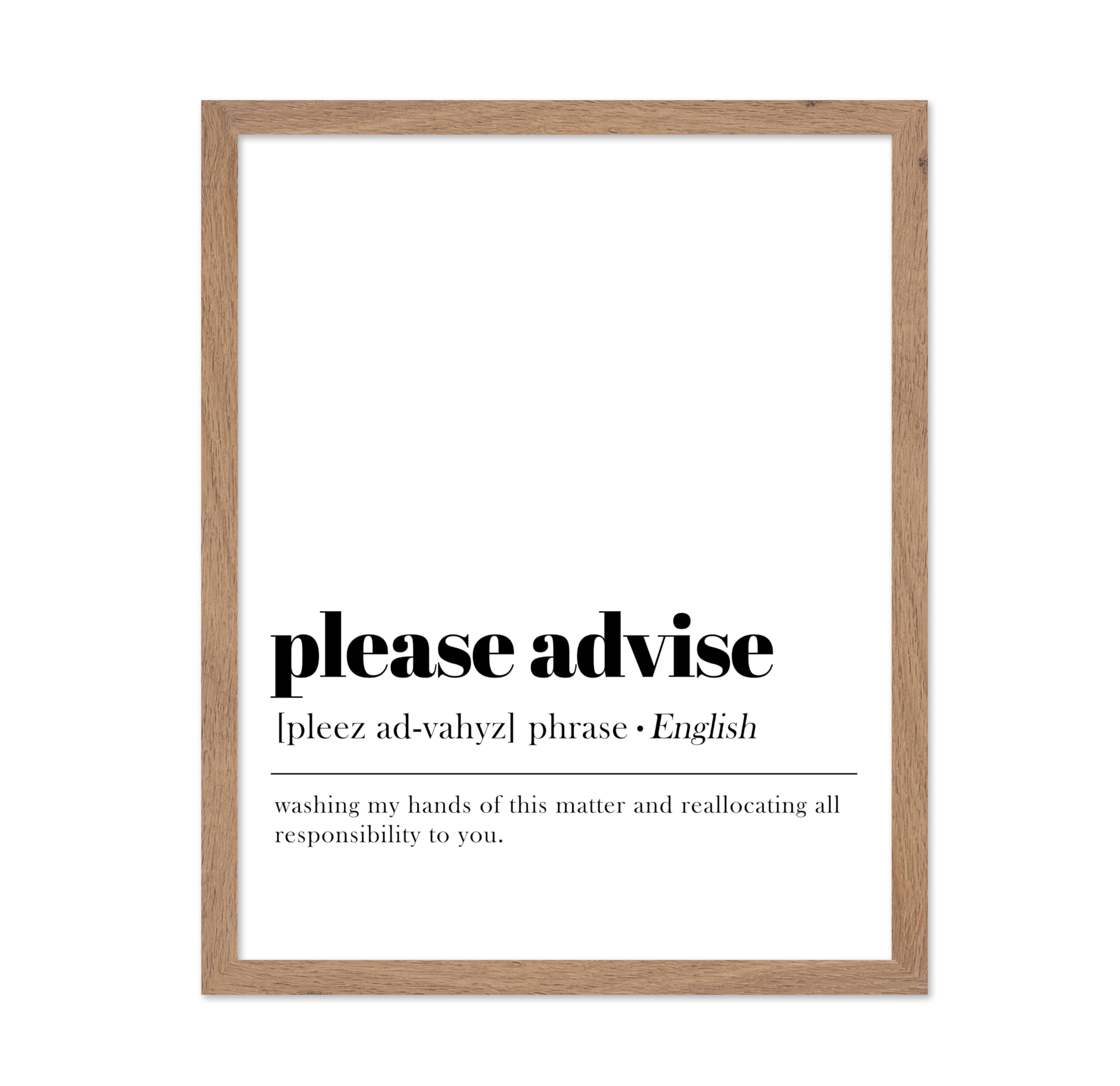 Poster Master Vintage Typography Poster - Retro Dictionary Print - Please Advise Definition, Book Page, Funny - Gift for Colleag