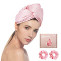 Chloven Satin Hair Towel Wrap - Satin Silk Hair Wrap for Sleeping, Large Hair Wrap Towels with Scrunchies, Anti Frizz Hair Dryin