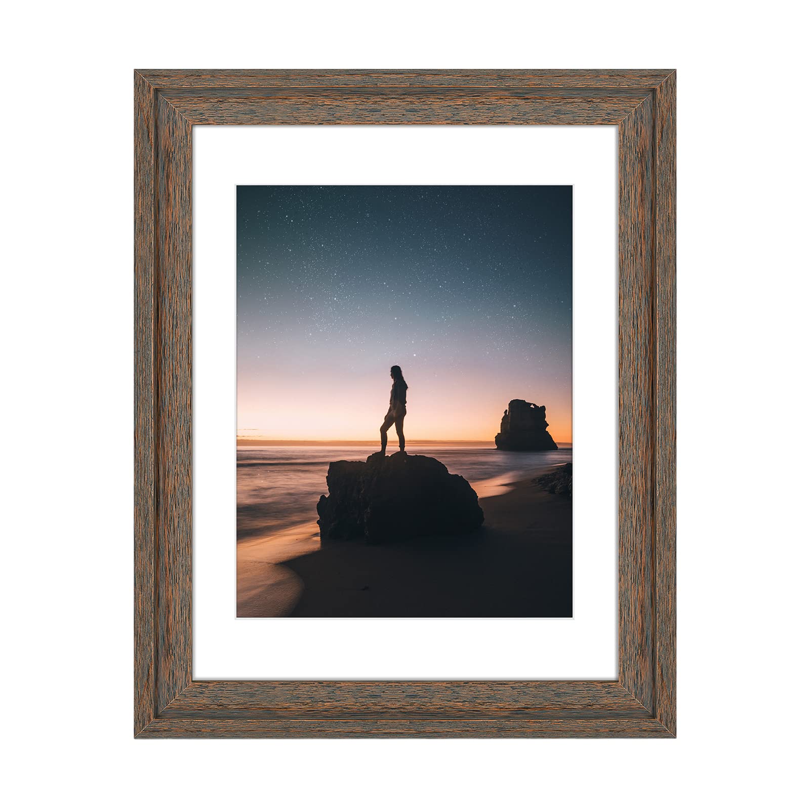 Golden State Art, 14x18 Picture Frame - Displays 11x14 Photo with Mat or 14x18 without Mat, Wide Moulding Solid Wood Frame for W
