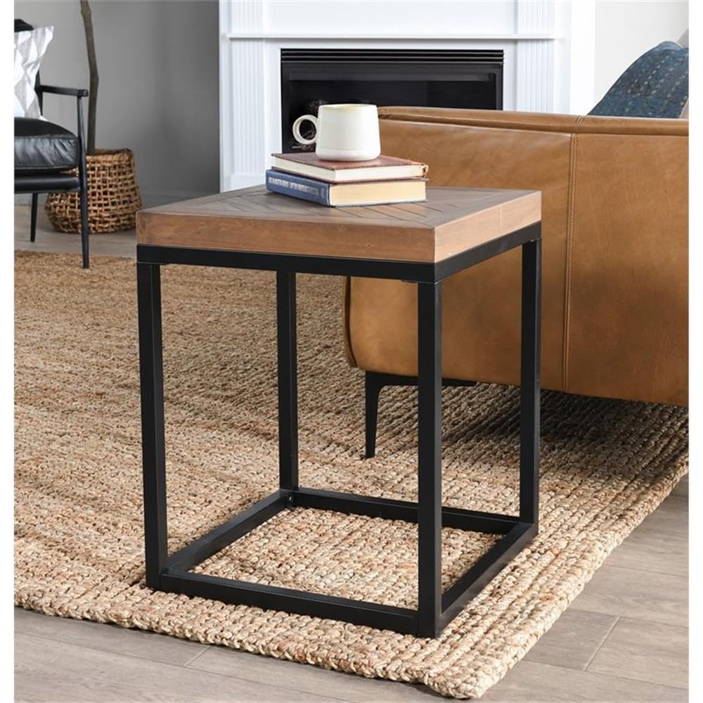Kosas Home Chantel 22X18 Square Solid Pine Wood End Table In Brown/Black