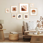 KINLINK 9x9 Wood Picture Frames Natural with Acrylic Front, Set of 4, 7x7 with Mat, Tabletop and Wall Mount