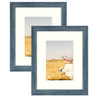 Golden State Art, 8x10 Picture Frames with Mat for 5x7 or 8x10 Photo, Composite Wood Glass Frame for Wall & Tabletop (Blue, 2 Pa