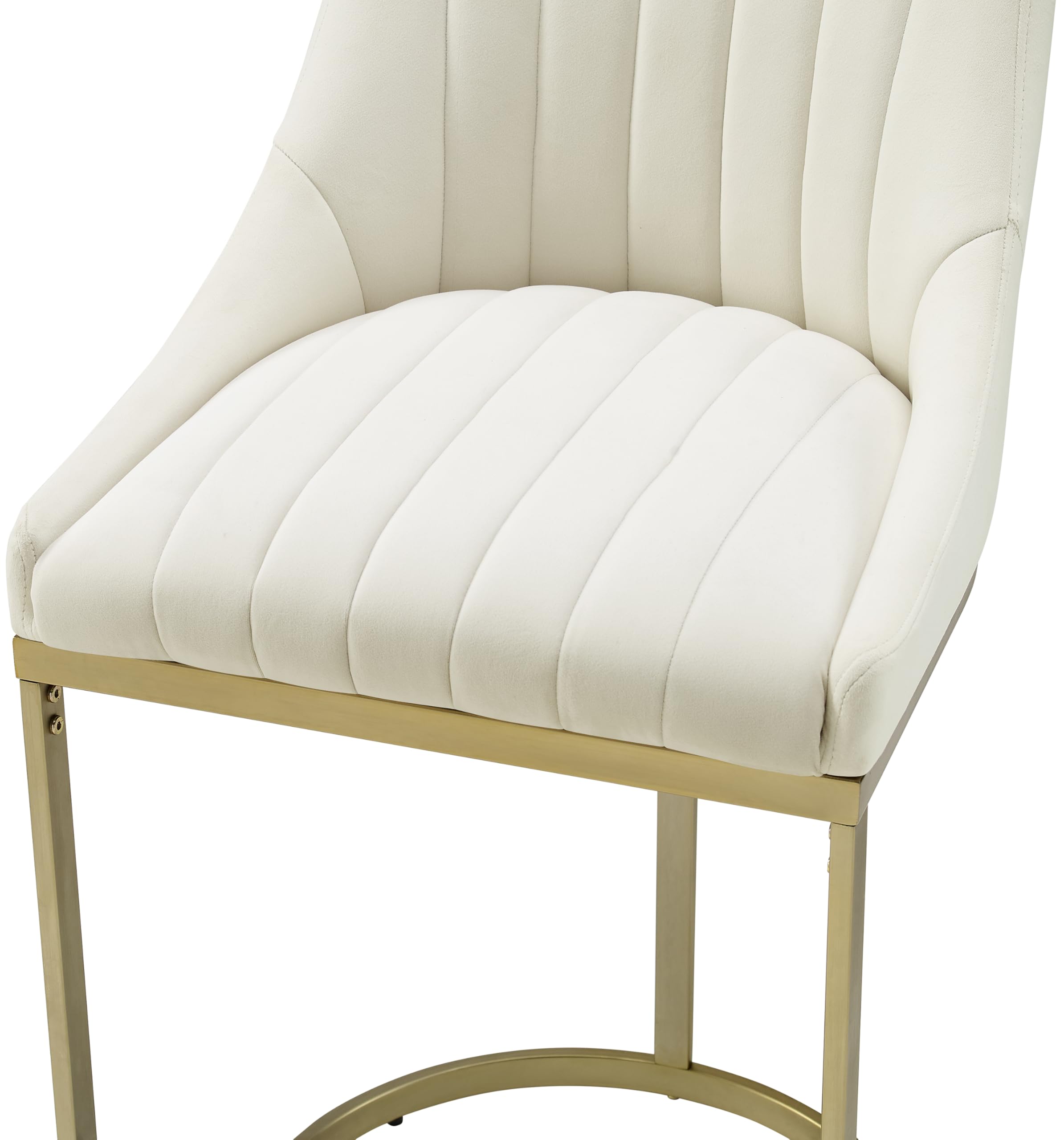 Crosley Furniture Esme Upholstered Counter Height Bar Stools Set of 2, Kitchen and Dining Stool, Glam D?or, Creme/Gold