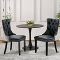 SoarTalent 3-Pieces 31.5 Round Dining Table Set for 2, Black Dining Table & PU & Velvet Upholstered Dining Chairs Set of 2 for K