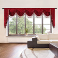 Elkca Burgundy Red Valance For Festival Holiday,Thick Chenille Window Curtains Valance For Living Room,Rod Pocket(W138,1 Panel)