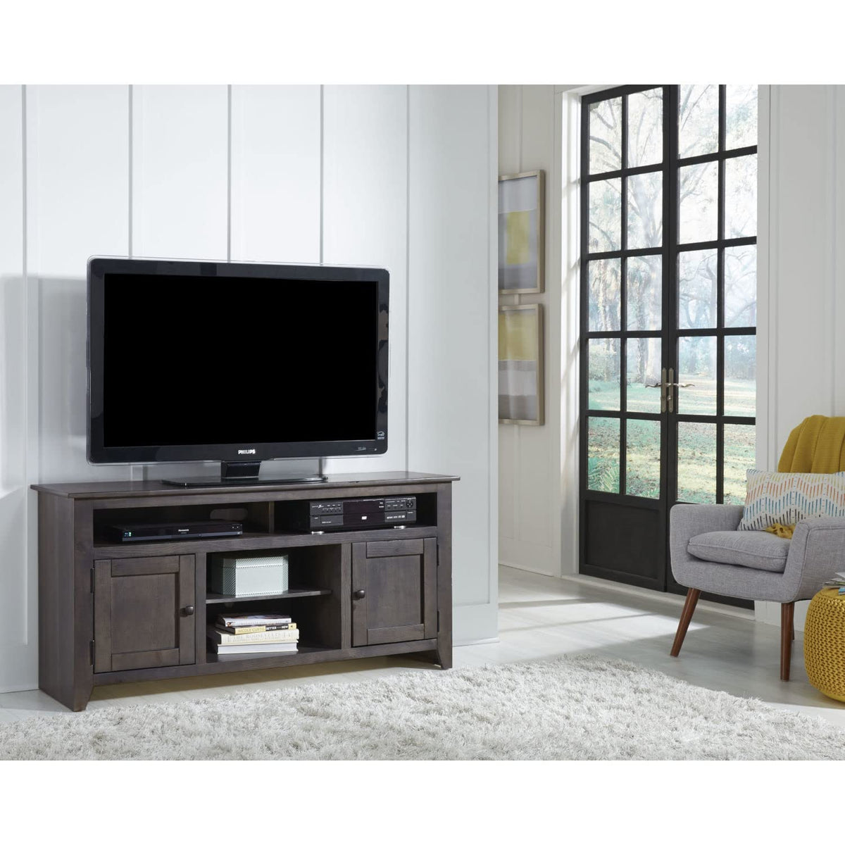 Progressive Furniture Rio Bravo 58 Inch Tv Console Entertainment Stand Gray