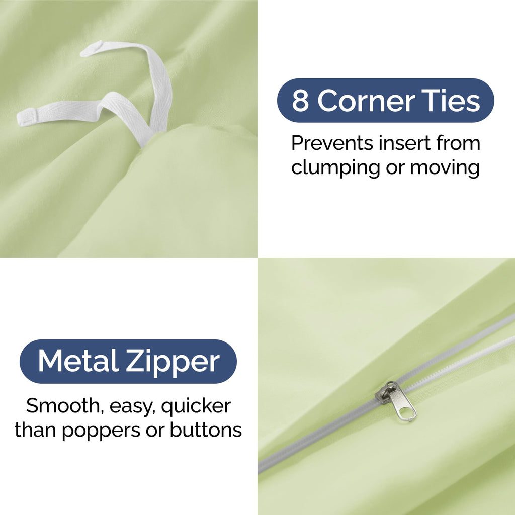 Duvet Cover Twin/Twin Xl Size Set - Extra Soft Twin/Twin Xl Size Duvet Cover 68 X 90 With 1 Pillow Shams - Hotel Luxury & Fade Free + Zipper Closures & Ties - Breathable Bedding Set (Light Sage Green)