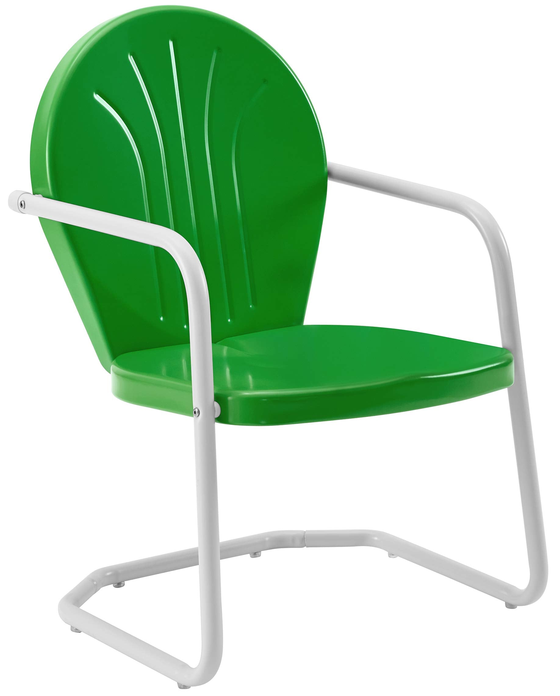 Crosley Furniture Griffith 5-Piece Outdoor Dining Set for 4, Retro Metal Round Patio Table and Chairs, Grasshopper Green