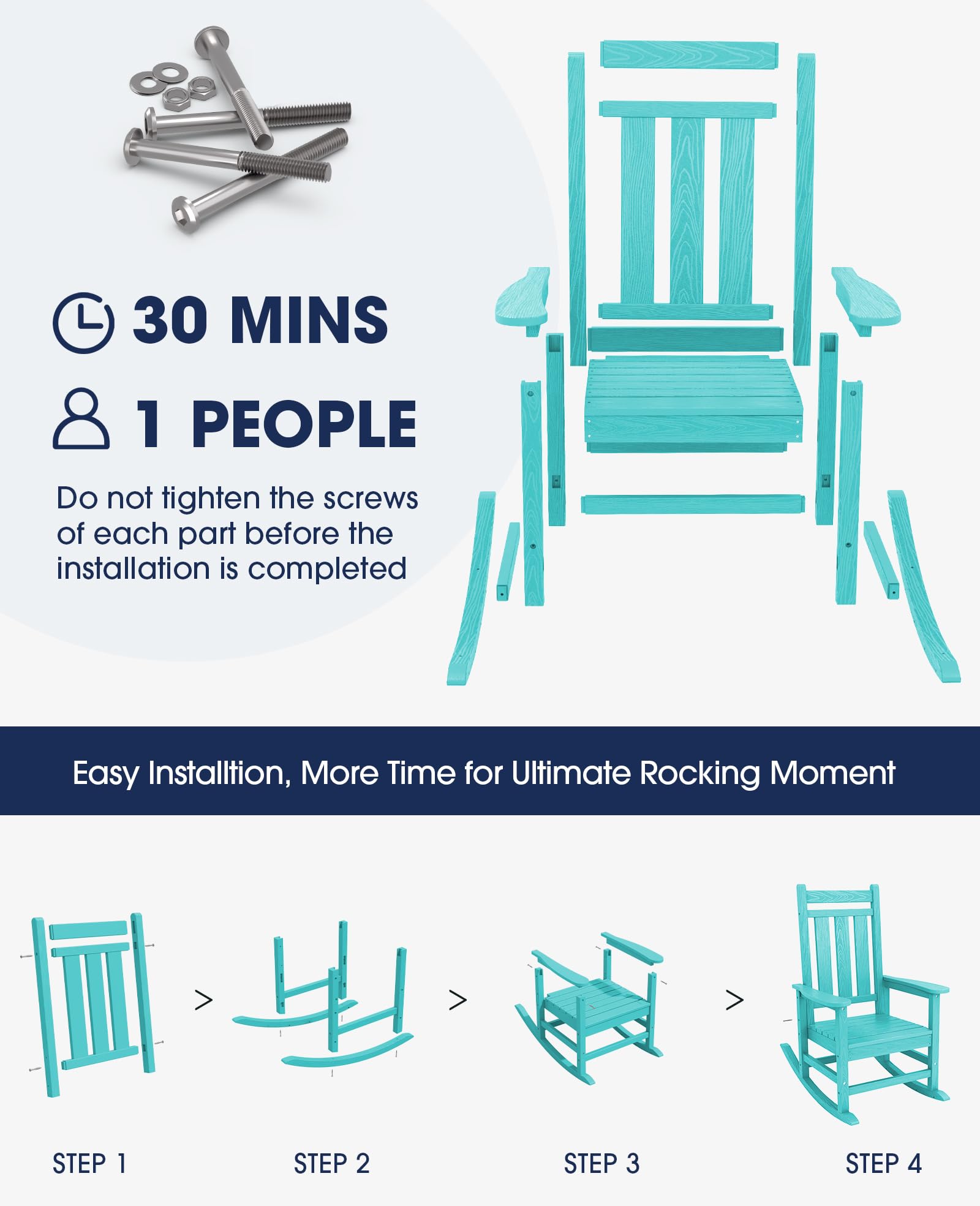Kingyes Outdoor Patio Rocking Chair Set Of 2, Aruba