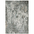 HomeRoots 508915 10 x 13 ft. Ivory Gray Charcoal Blue & Rust Oriental Power Loom Stain Resistant Rectangle Area Rug