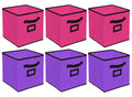 Kuber Industries Non Woven 6 Pieces Small Foldable Storage Organiser Cubes/Boxes (Pink & Purple)  Ctgtc35206