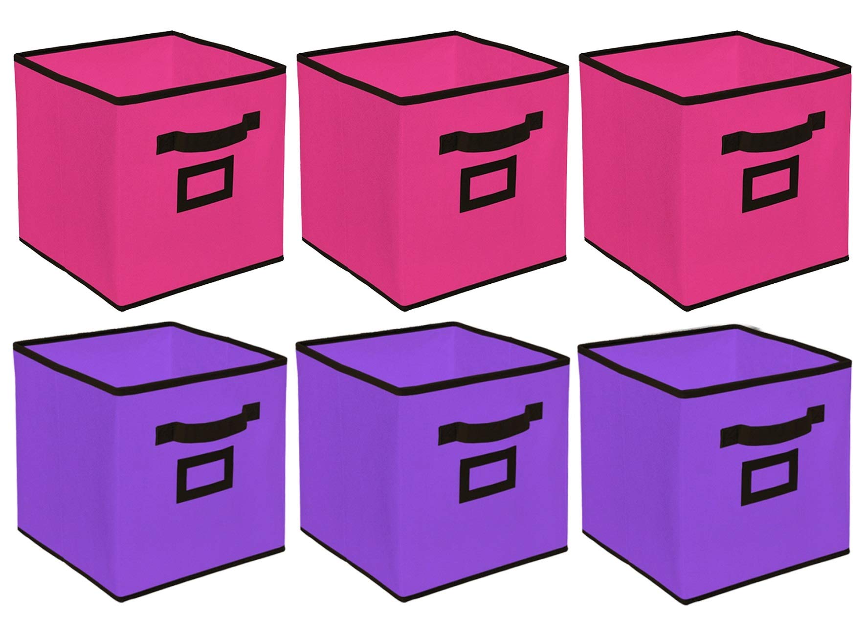Kuber Industries Non Woven 6 Pieces Small Foldable Storage Organiser Cubes/Boxes (Pink & Purple)  Ctgtc35206