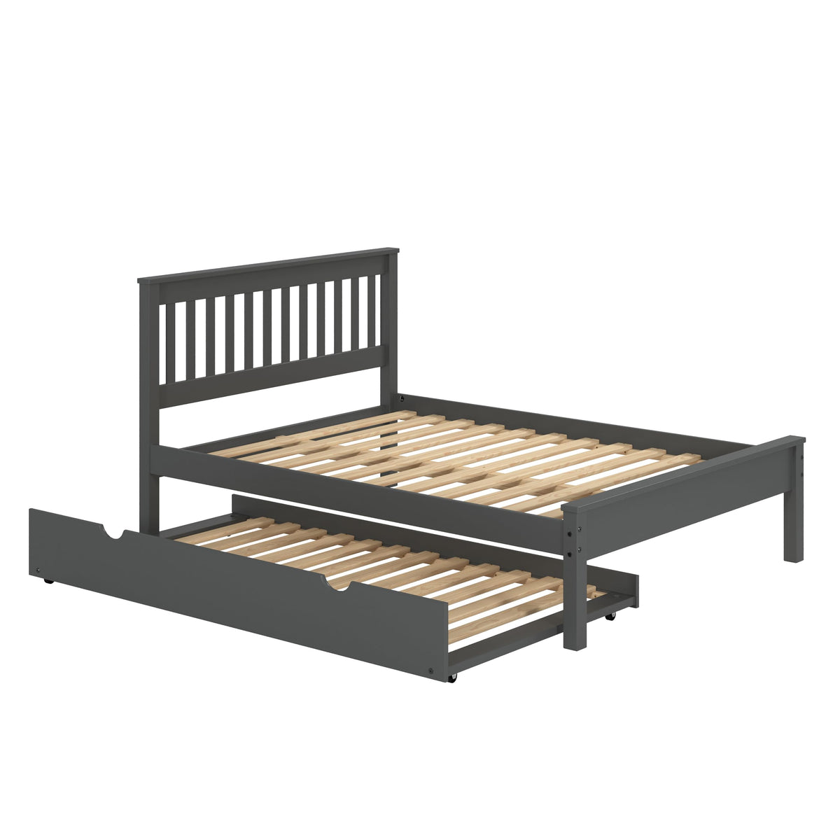 Donco Kids Full Contempo Bed w/Twin Trundle, Dark Grey