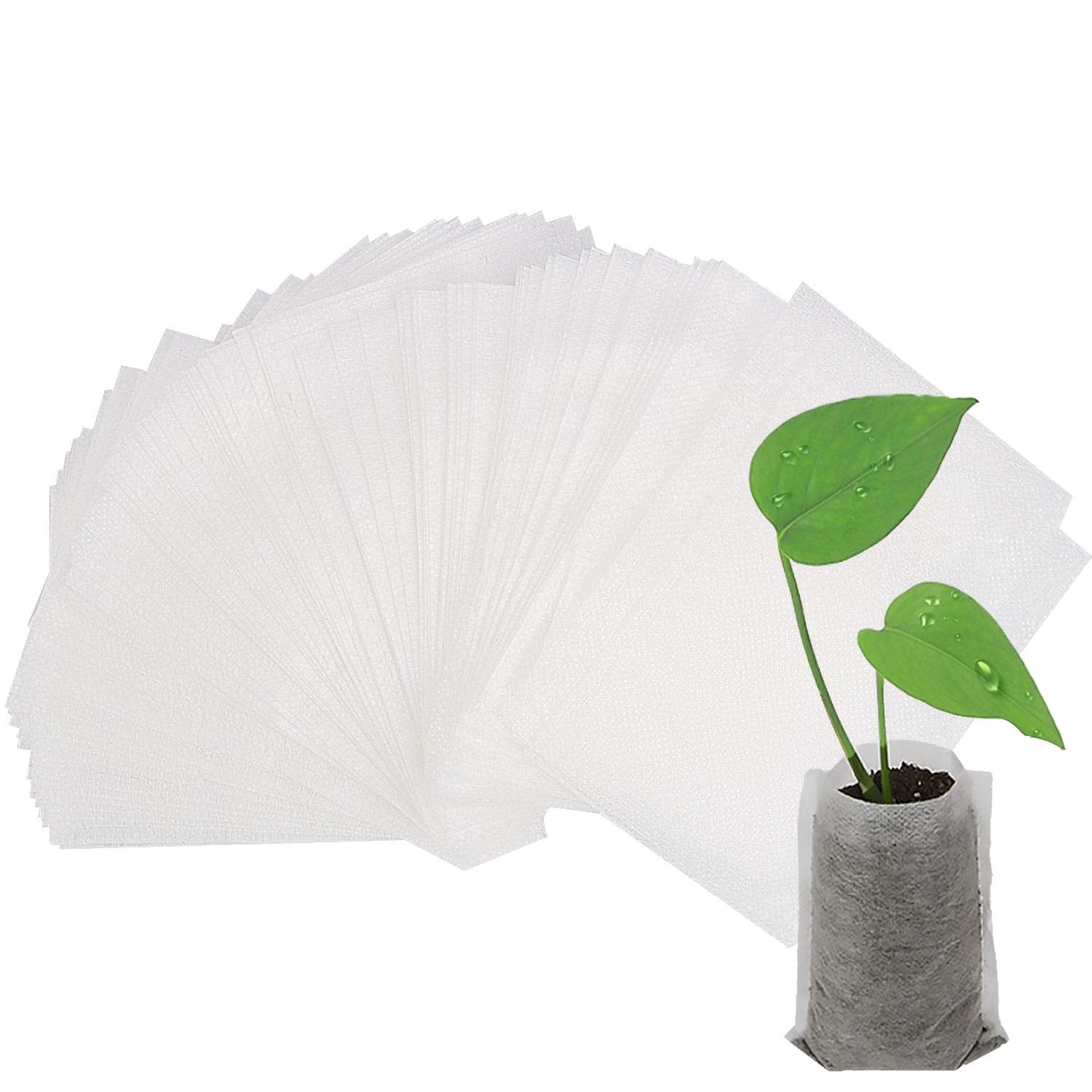 Augshy Nursery Growing Bags, 400Pcs Fabric Plant Bags, Non-Woven Plants Grow Bags, Seeding Starter Bags Seedling Plants Pots Hom