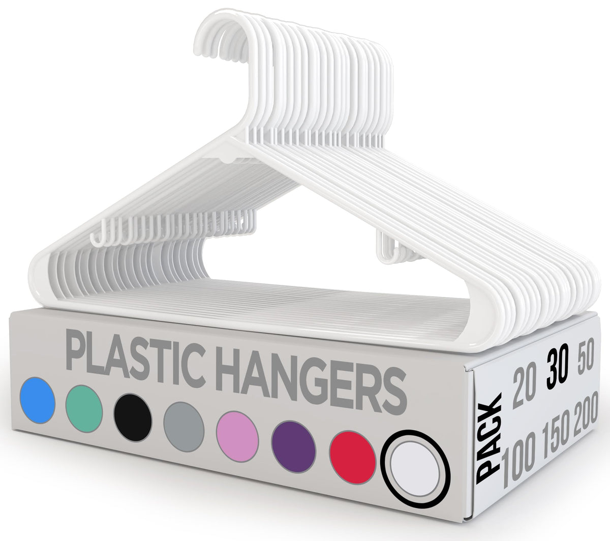Utopia Home Plastic Hangers 30 Pack  Clothes Hanger With Hooks  Durable & Space Saving Coat Hanger  Heavy Duty White Hangers