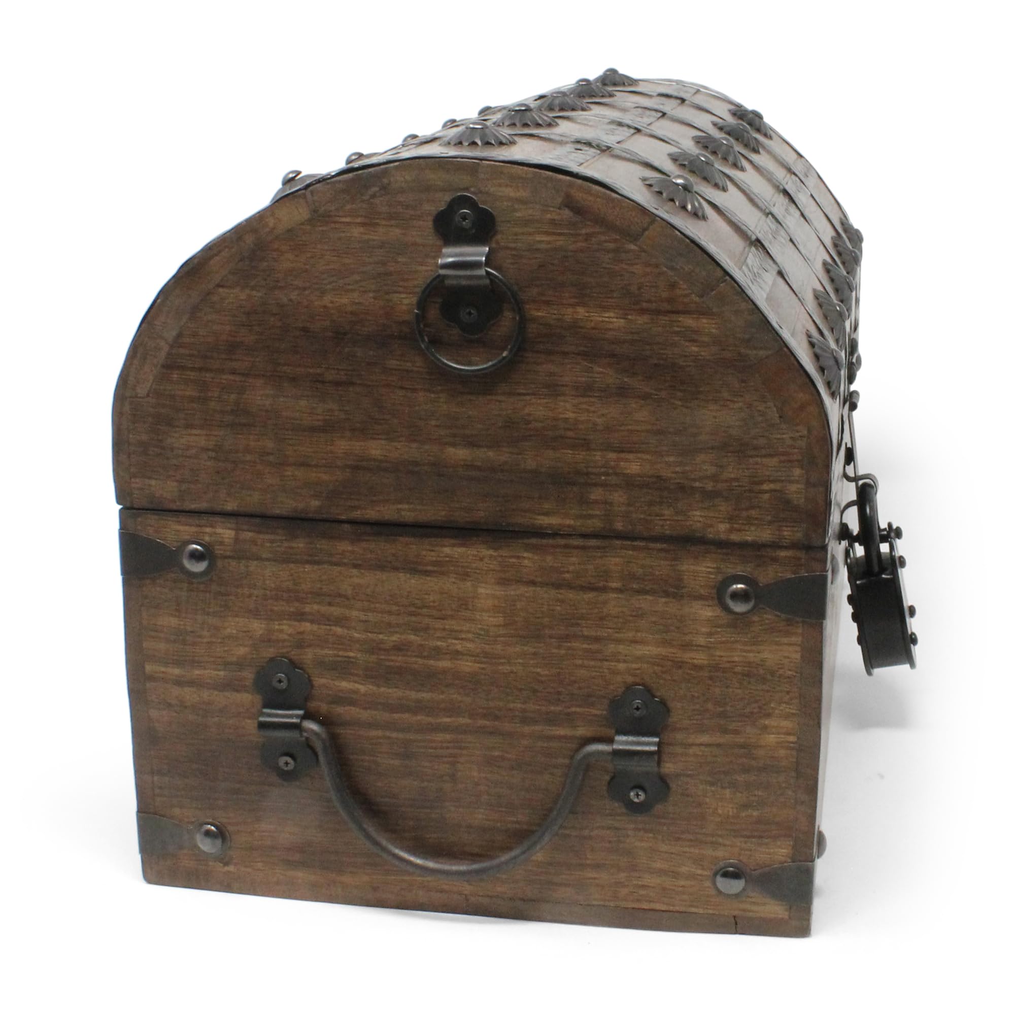 Nautical Cove Pirate Treasure Chest With Iron Lock And Skeleton Key - Wooden Storage And Decorative Box (Large 13 X 8 X 8.25)
