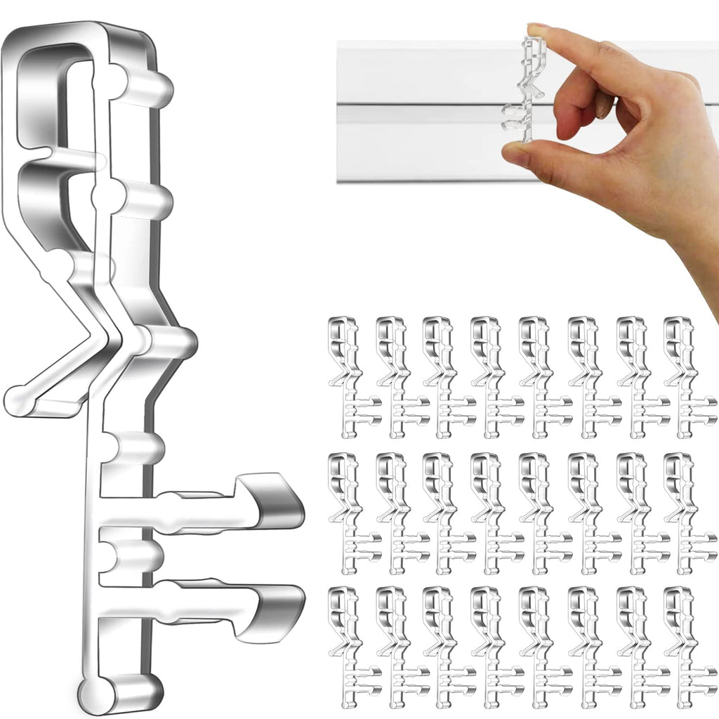 Hidden Channel Valance Clips, 2-1/8inch Clear Plastic Valance Clips for The Valance with a Groove in The Back (24pcs)