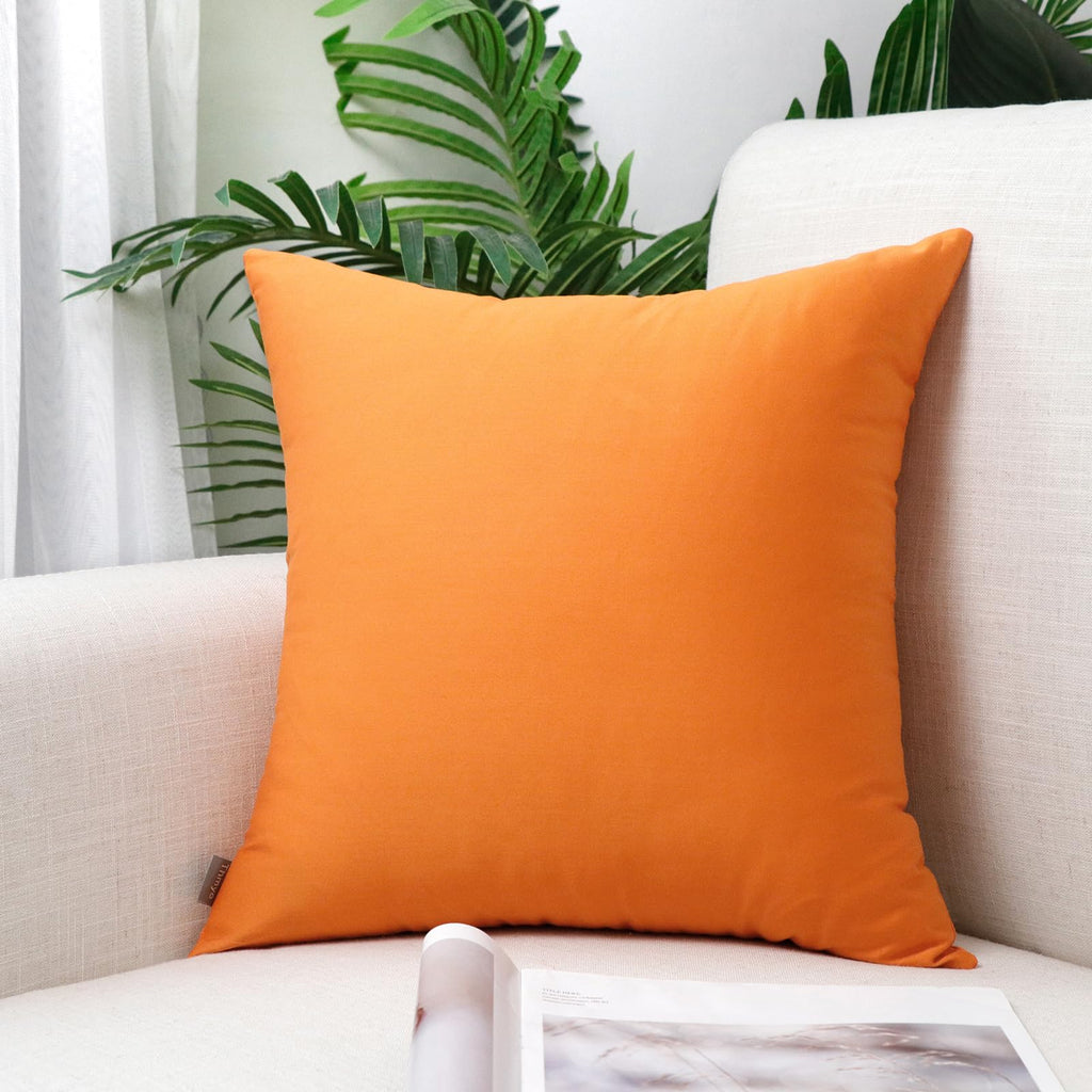 Thmyo 4-Pack 100% Cotton Comfortable Solid Decorative Throw Pillow Case, Square Cushion Cover Pillowcase Sublimation Blank Pillow Covers Diy Throw Pillowcase For Sofa(20X20 Inch/ 50X50Cm,Fall Orange)