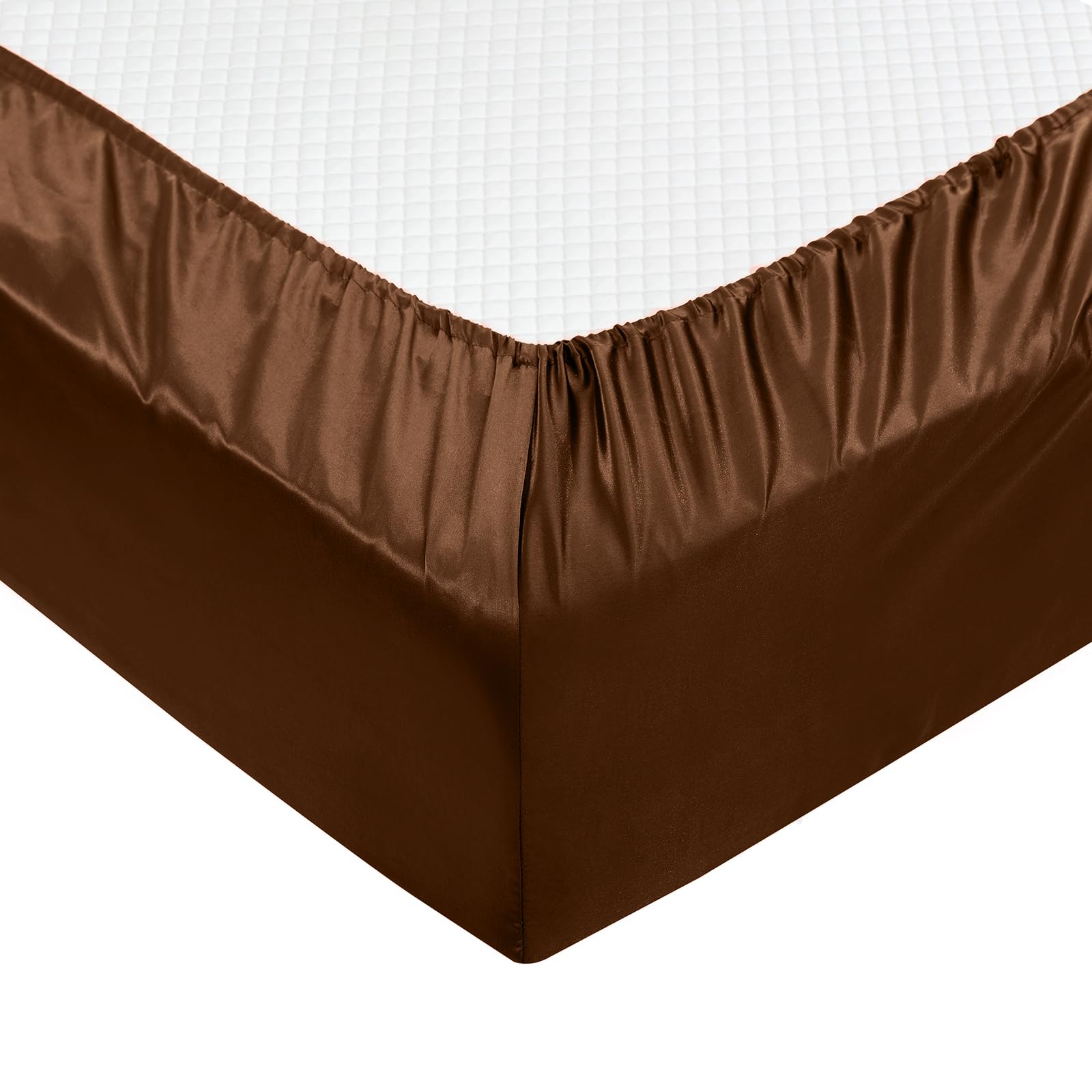Treely 6 Piece Satin Sheets Full Size Silky Smooth Brown Satin Sheet Set With Deep Pocket, Satin Fitted Sheet, Flat Sheet, 4 Sat