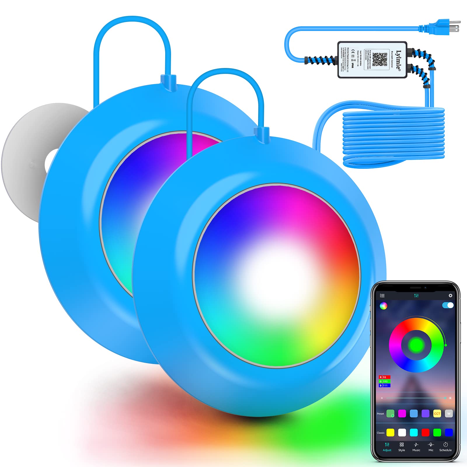 Lylmle (2023 Upgrade) Led Pool Lights 40W Double Light For Giant Pool With 21Ft Cord For Each Light, 12V App Control Underwater