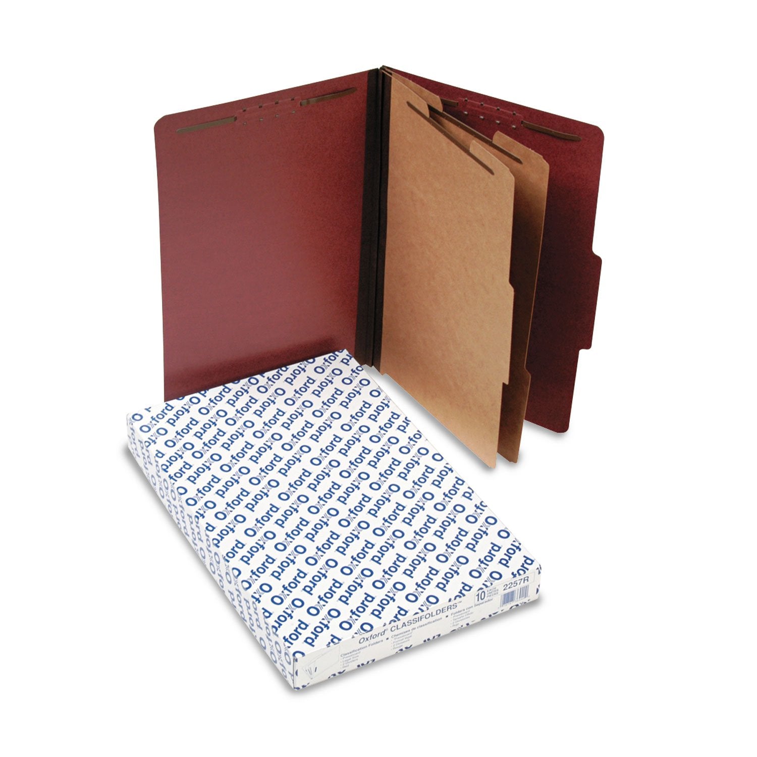 Pendaflex 2257R Classification Folders, 2 Dividers, Legal, 10/Bx, Brick Rd