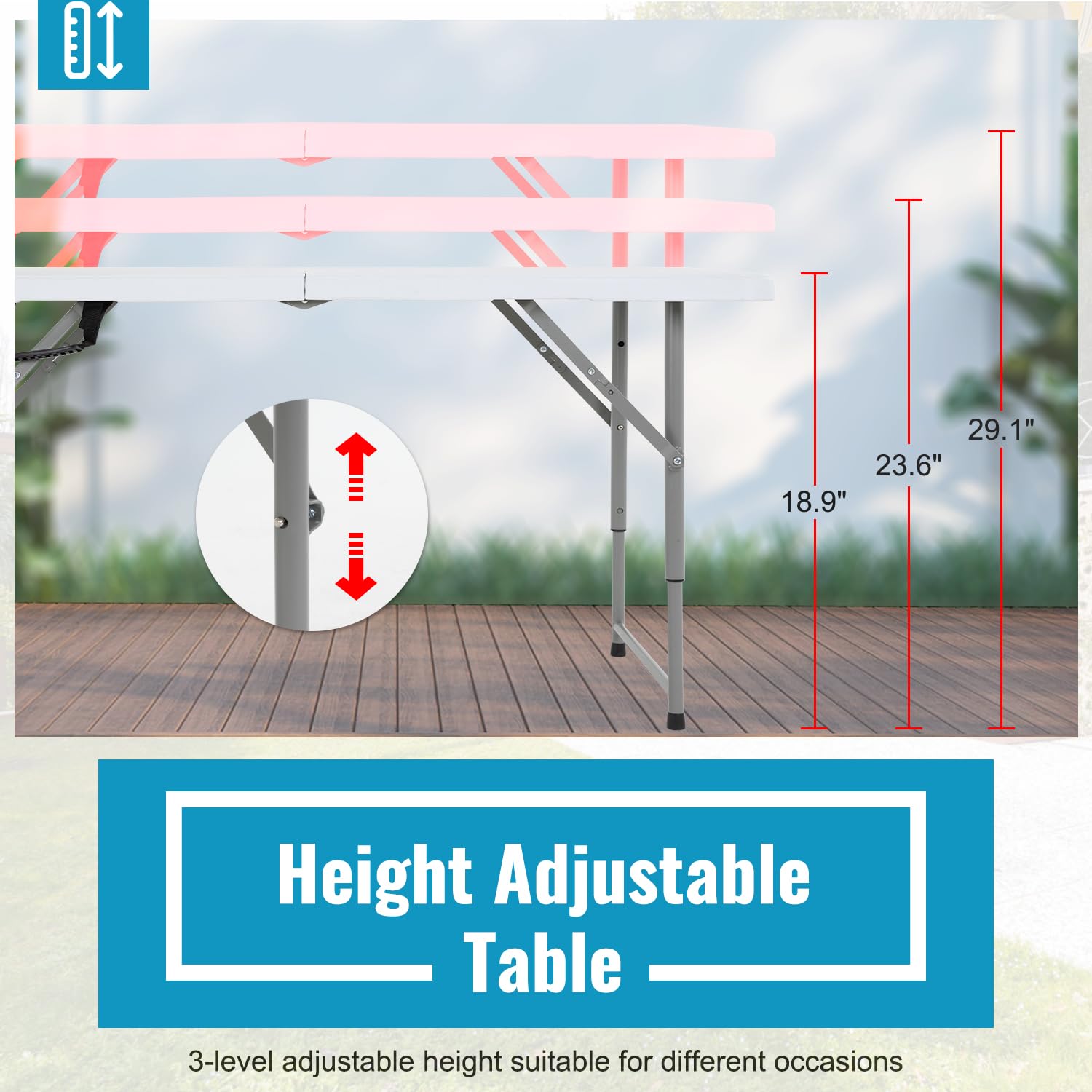 Paylesshere Folding Tables Plastic Half Portable Foldable Table For For Parties Wedding Bbq Camping, White 4 Ft