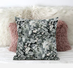 HomeRoots Midnight Blue 16' Gray White Springtime Zippered Suede Throw Pillow