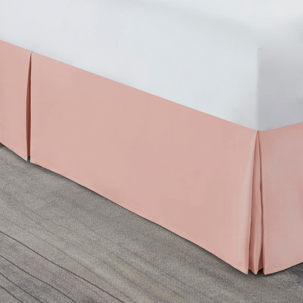 Nestl Peach Beige Bed Skirt King Size - King Bed Skirt 14 Inch Drop - Brushed Microfiber Bed Skirts - Hotel Quality Pleated Bed Skirt - Shrinkage & Fade Resistant