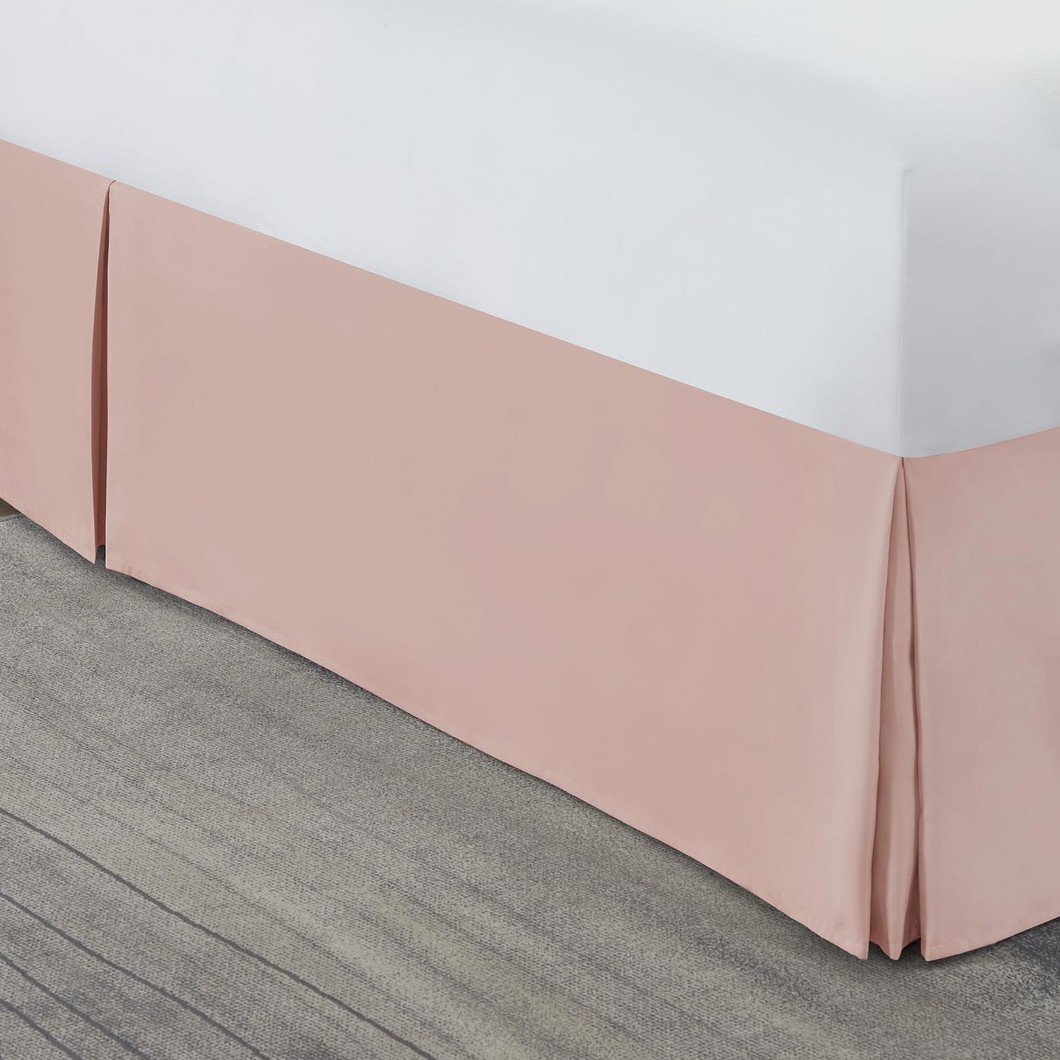 Nestl Peach Beige Bed Skirt King Size - King Bed Skirt 14 Inch Drop - Brushed Microfiber Bed Skirts - Hotel Quality Pleated Bed Skirt - Shrinkage & Fade Resistant